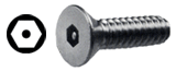 SCREWS - SECURITY - HS - MACH<br><font size=3><b>1/4-20 x 1 S/Steel Flat HD HX Socket w/Pin (100)